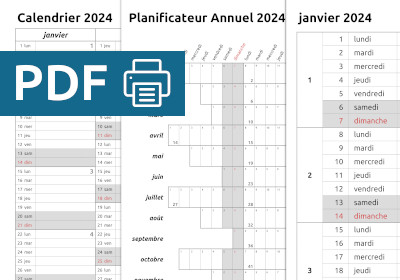 calendrier imprimable PDF