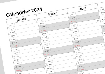 calendrier annuel - tableau